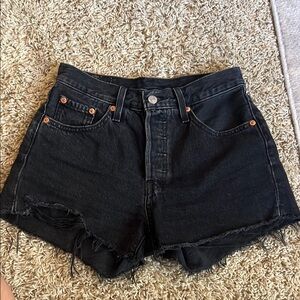 Levi's Black Jean Shorts High-Waisted Distressed